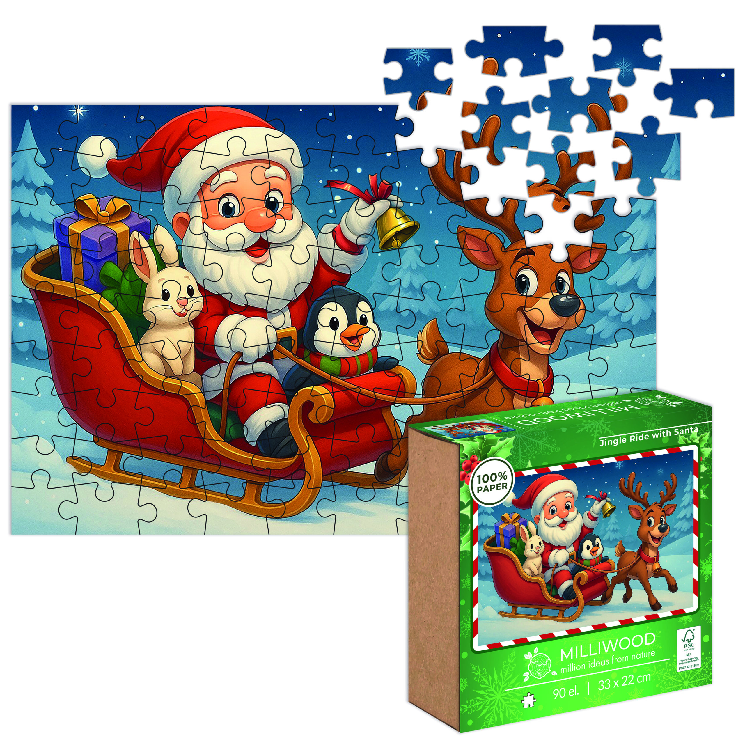 milliwood-christmas-jingle-ride-with-santa-puzzle-90-teile-weihnachten image 3