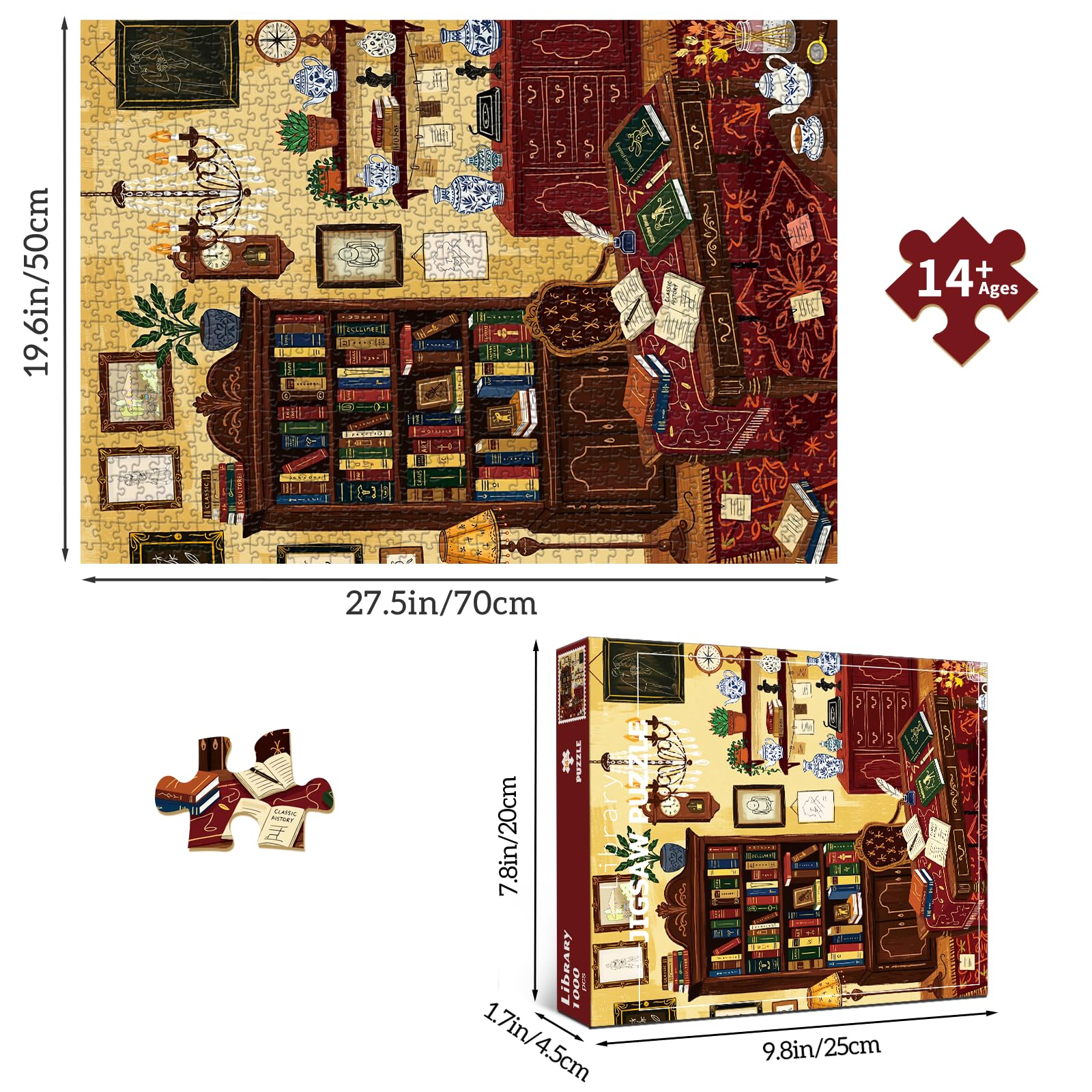 huadada-1000-teile-puzzle-buchzimmer-bibliothek-70x50-cm image 5