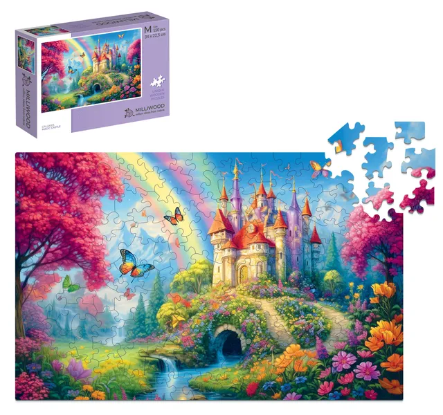 milliwood-galaxies-magic-castle-holzpuzzle-150-teile-schloss image 1