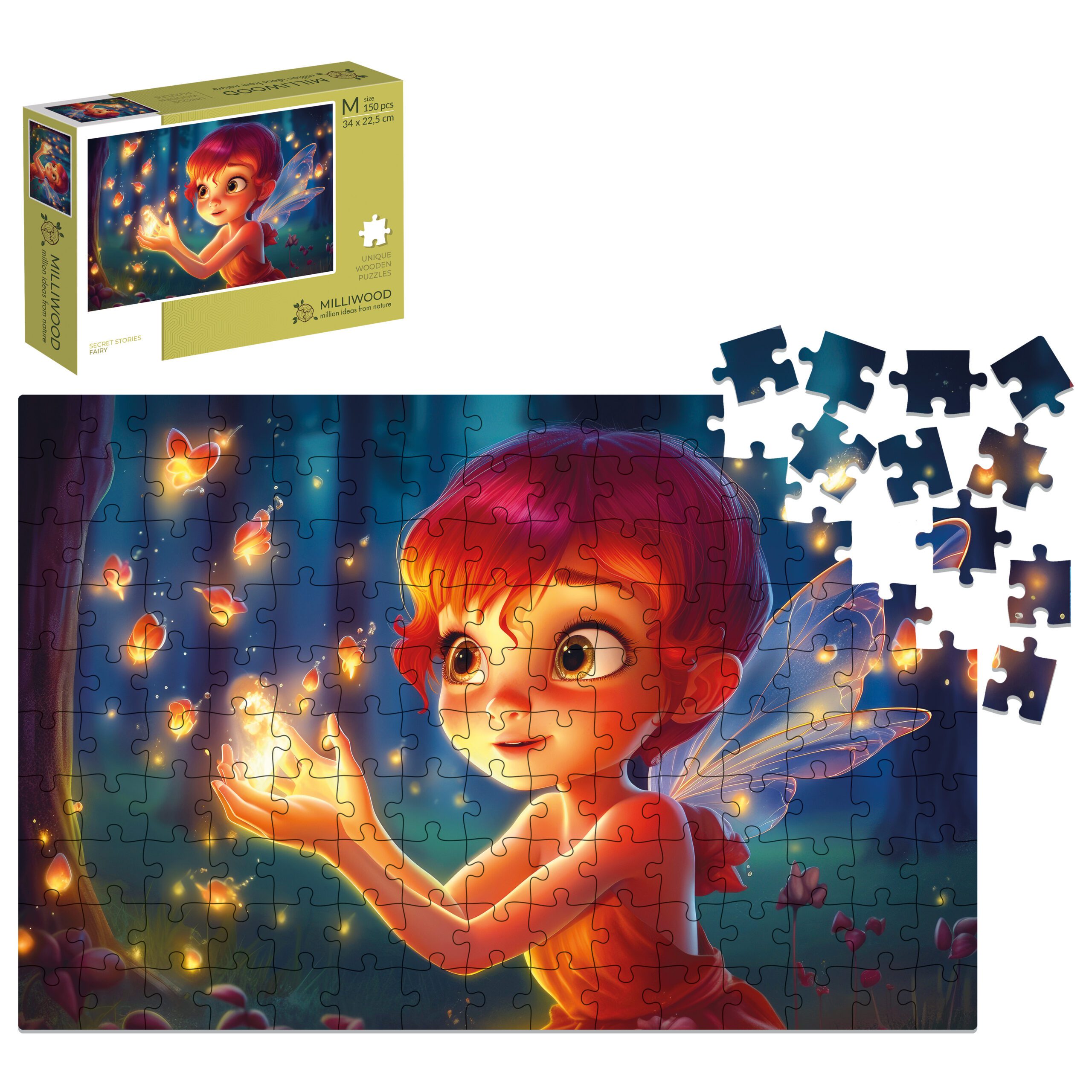 milliwood-secret-stories-fairy-holzpuzzle-150-teile-fee image 1