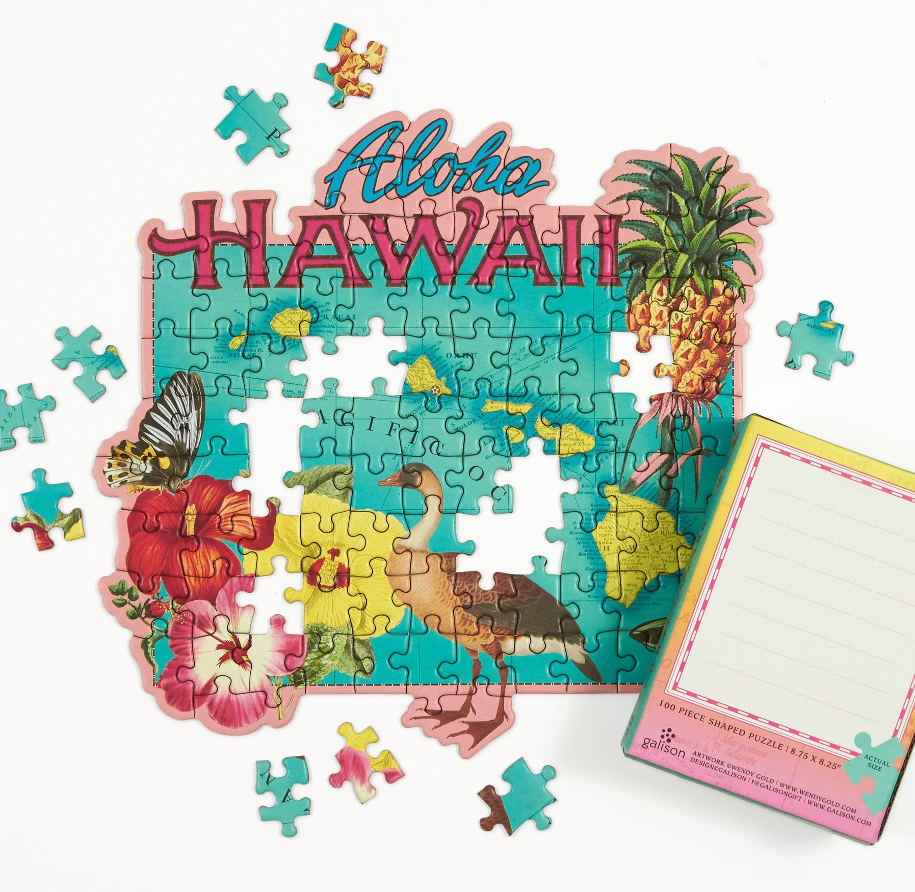 galison-jigsaw-hawaii-mini-shaped-puzzle-100-teile-aloha image 5