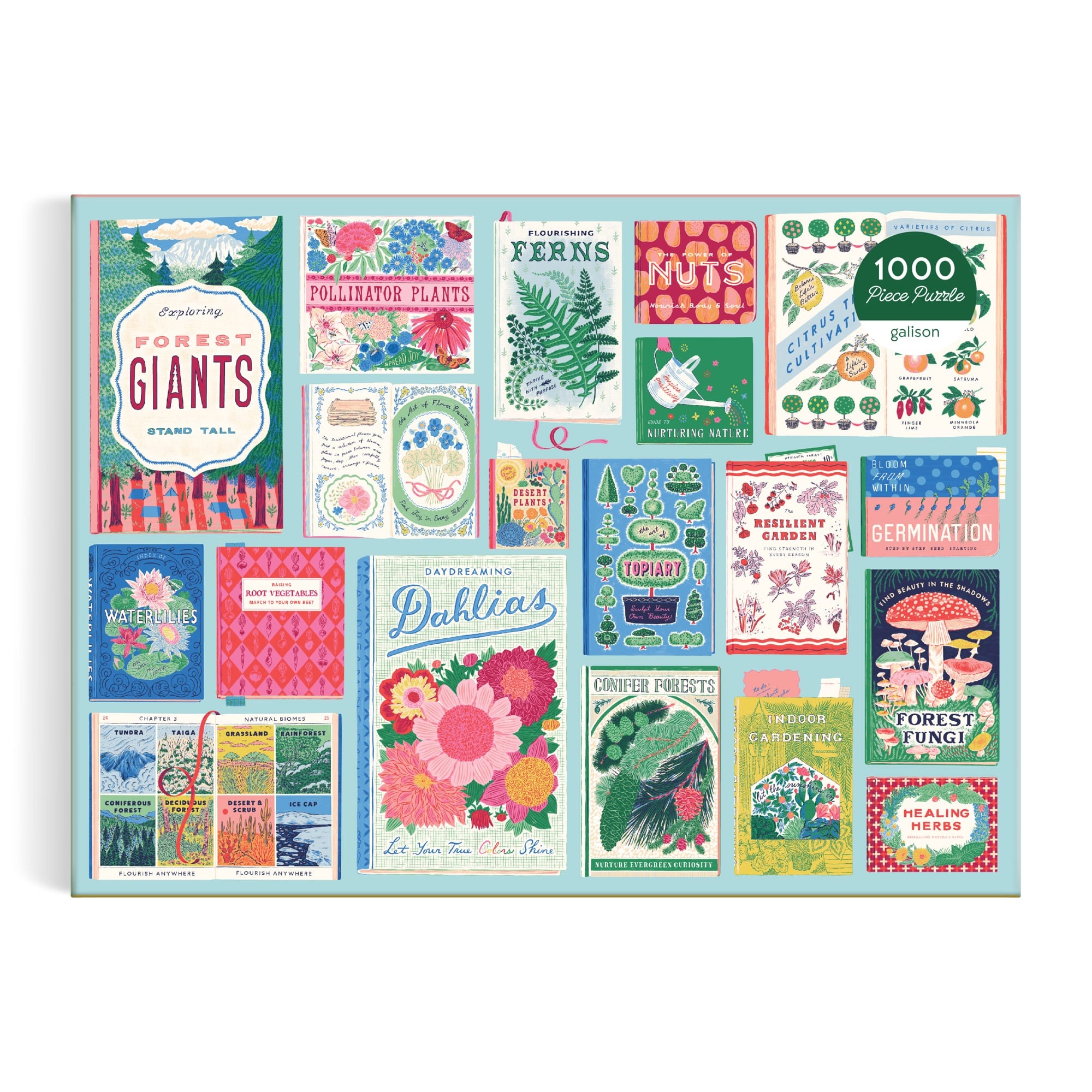 galison-ever-upward-botanist-bookshelf-puzzle-1000-teile-blumen image 2