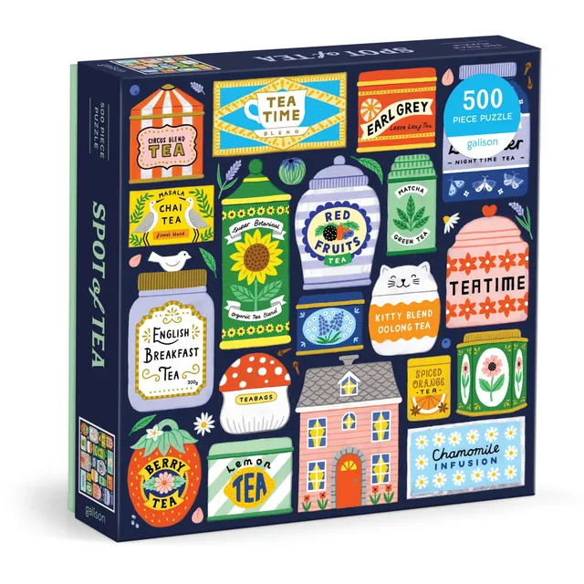 galison-spot-of-tea-puzzle-500-teile-teedosen-bunt image 1