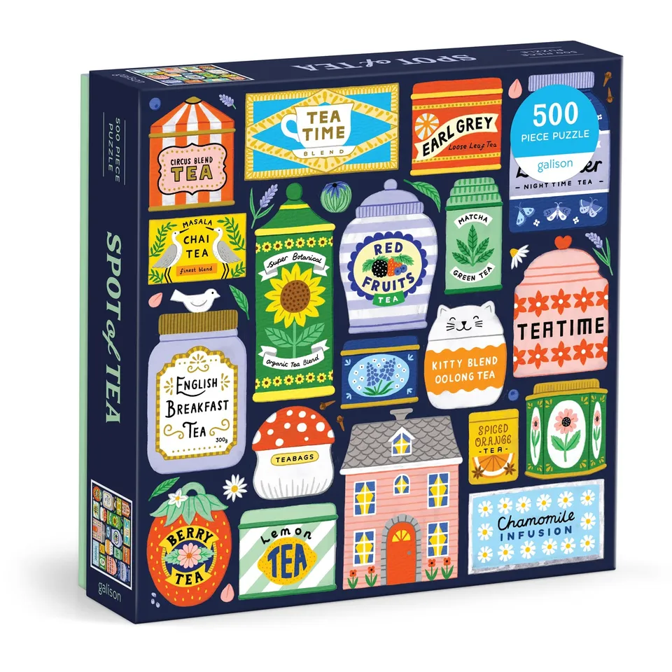 galison-spot-of-tea-puzzle-500-teile-teedosen-bunt image 1
