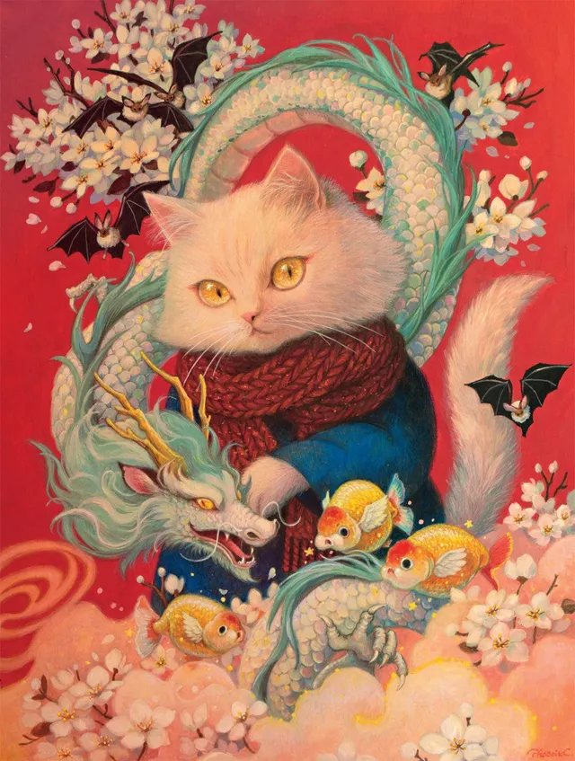 buffalo-games-cats-year-of-the-dragon-puzzle-750-teile-katze image 1
