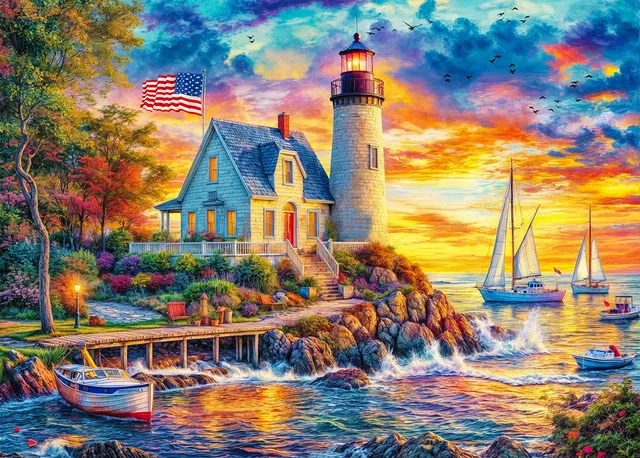 huadada-puzzle-1000-teile-leuchtturm-70x50-cm image 1