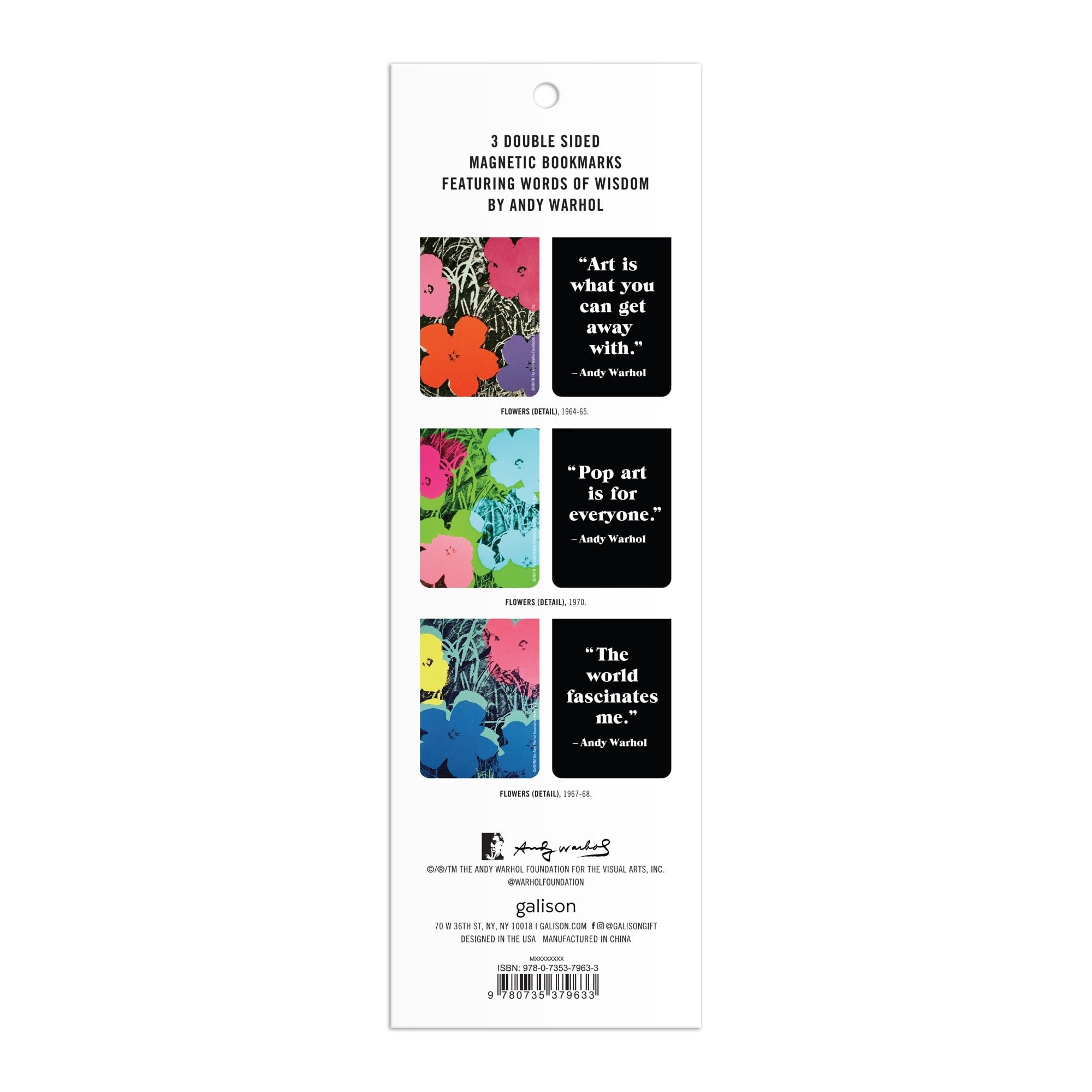 galison-andy-warhol-flowers-magnetlesezeichen-3er-blumen image 4