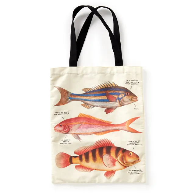 galison-judgy-fish-canvas-tote-stofftasche-fische image 1