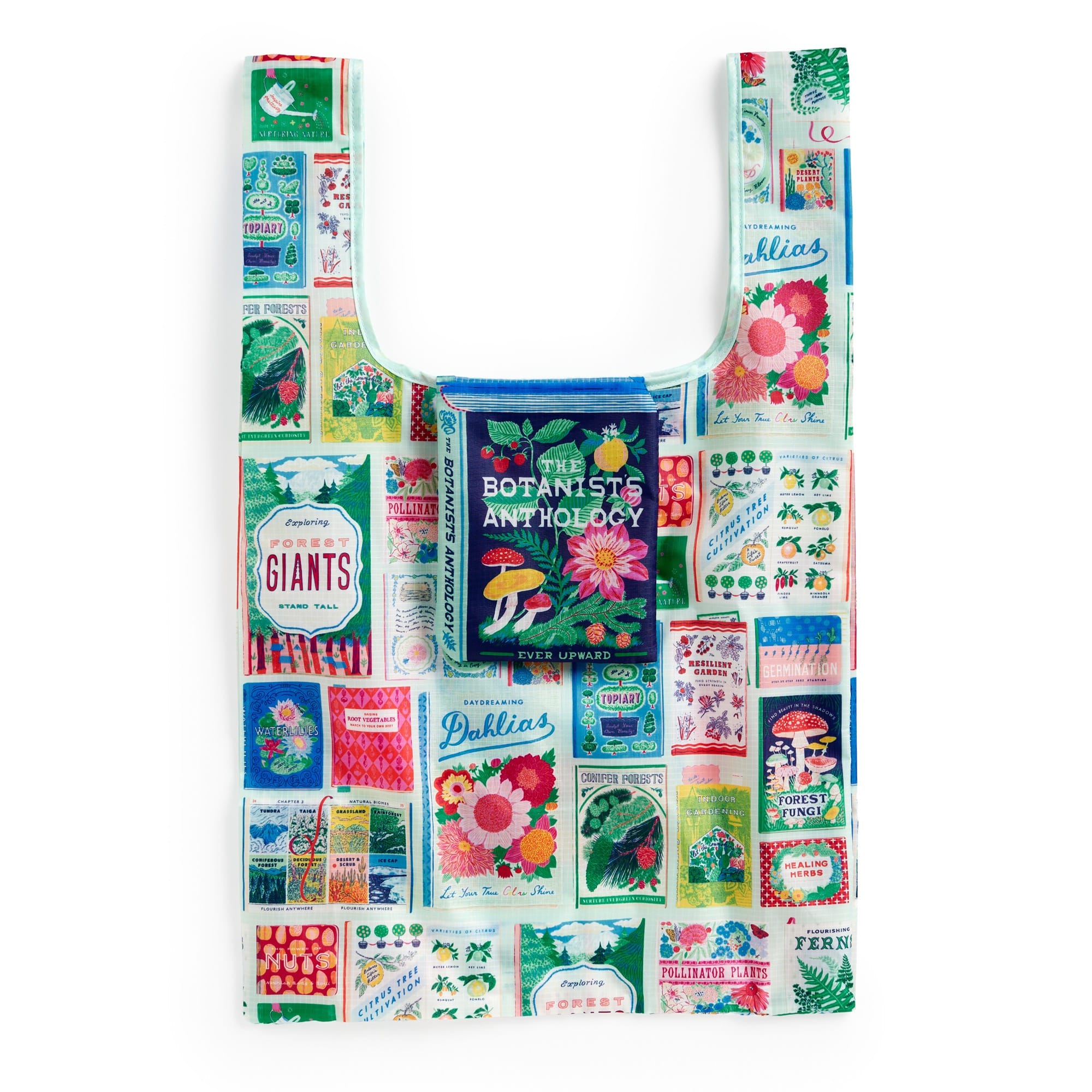 galison-ever-upward-botanist-bookshelf-tote-bag-nylon-packbar image 1