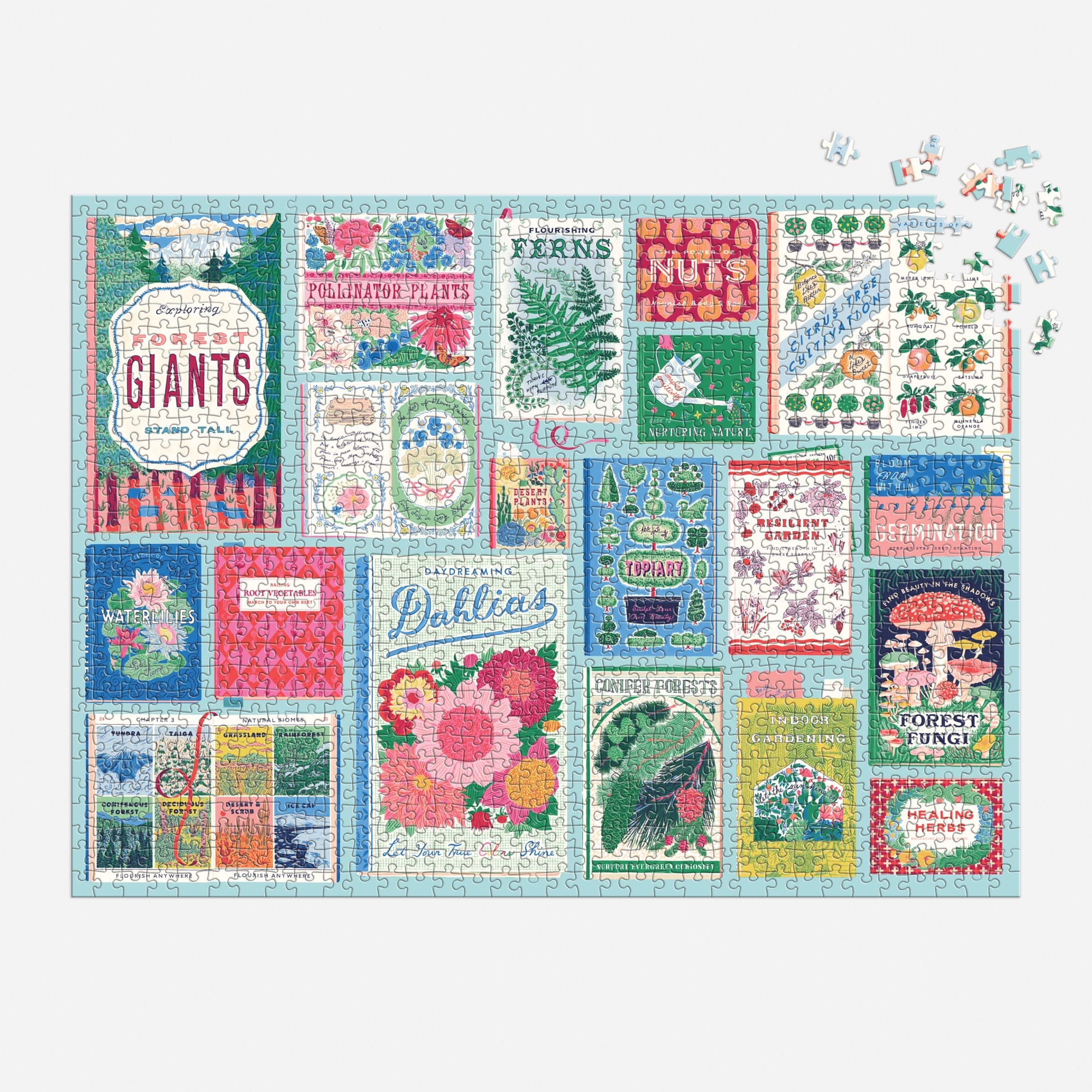 galison-ever-upward-botanist-bookshelf-puzzle-1000-teile-blumen image 4
