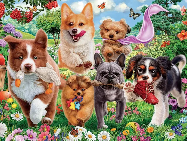 buffalo-games-dog-days-playtime-in-the-meadow-puzzle-750-teile image 1