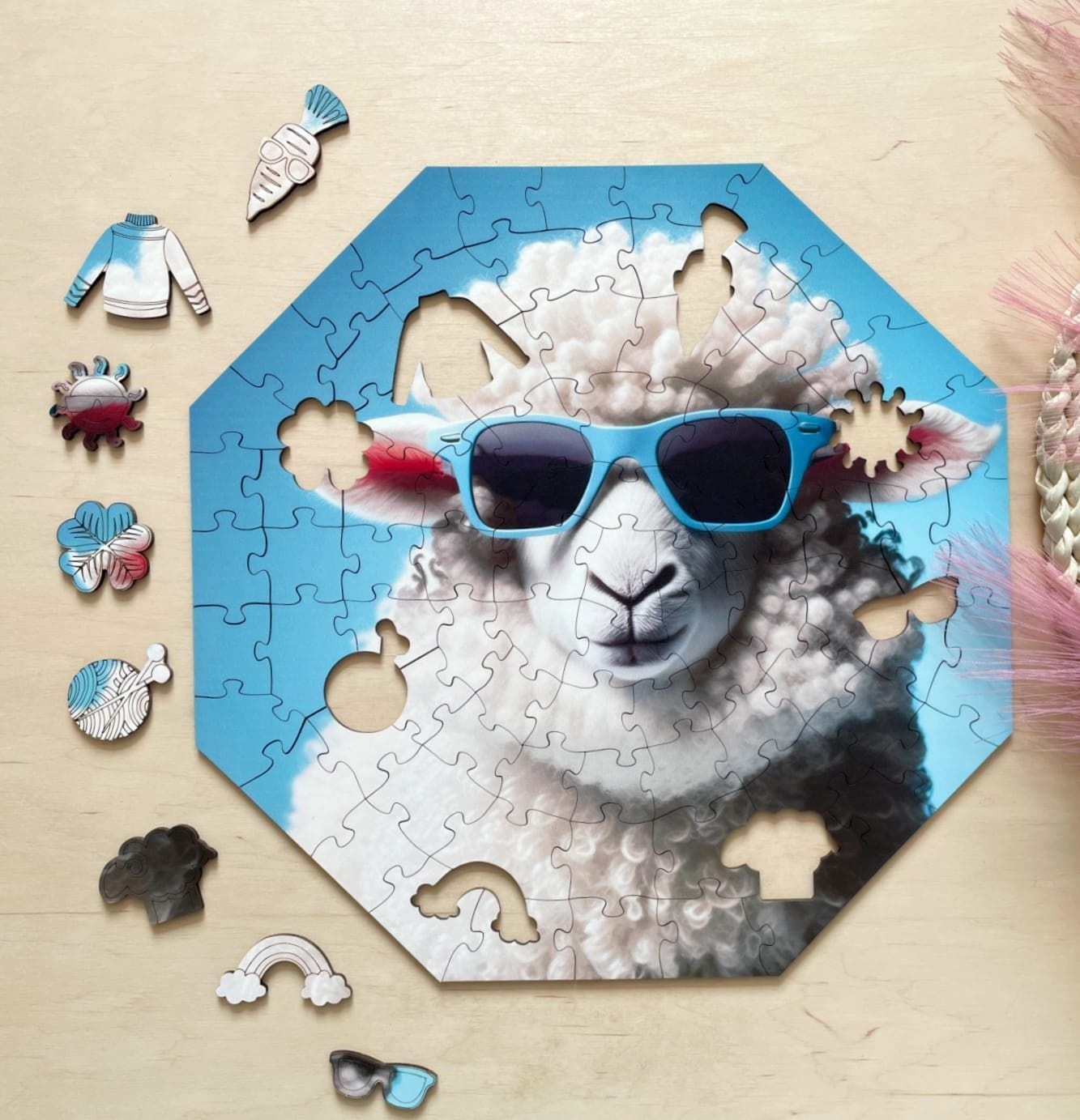 milliwood-funnymals-sheep-in-blue-holzpuzzle-90-teile-schaf image 3