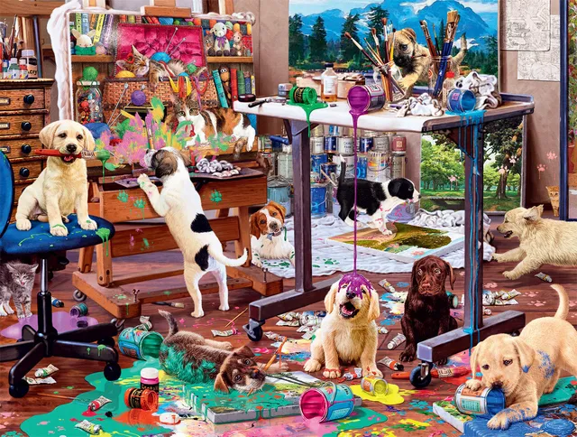 buffalo-games-painting-puppies-750-teile-puzzle-hunde image 1