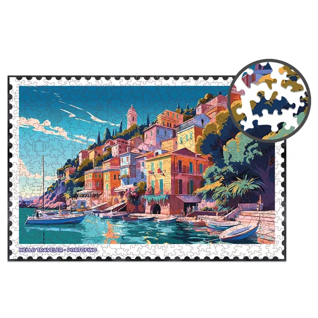 milliwood-hello-traveler-holzpuzzle-portofino-500-teile-reise image 1