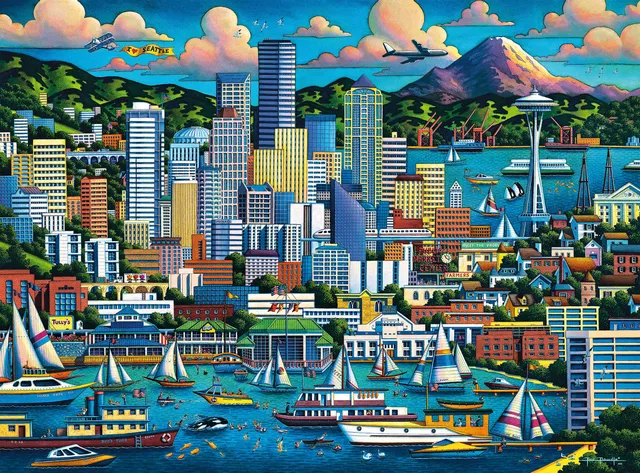 buffalo-games-eric-dowdle-seattle-puzzle-1000-teile-skyline image 1