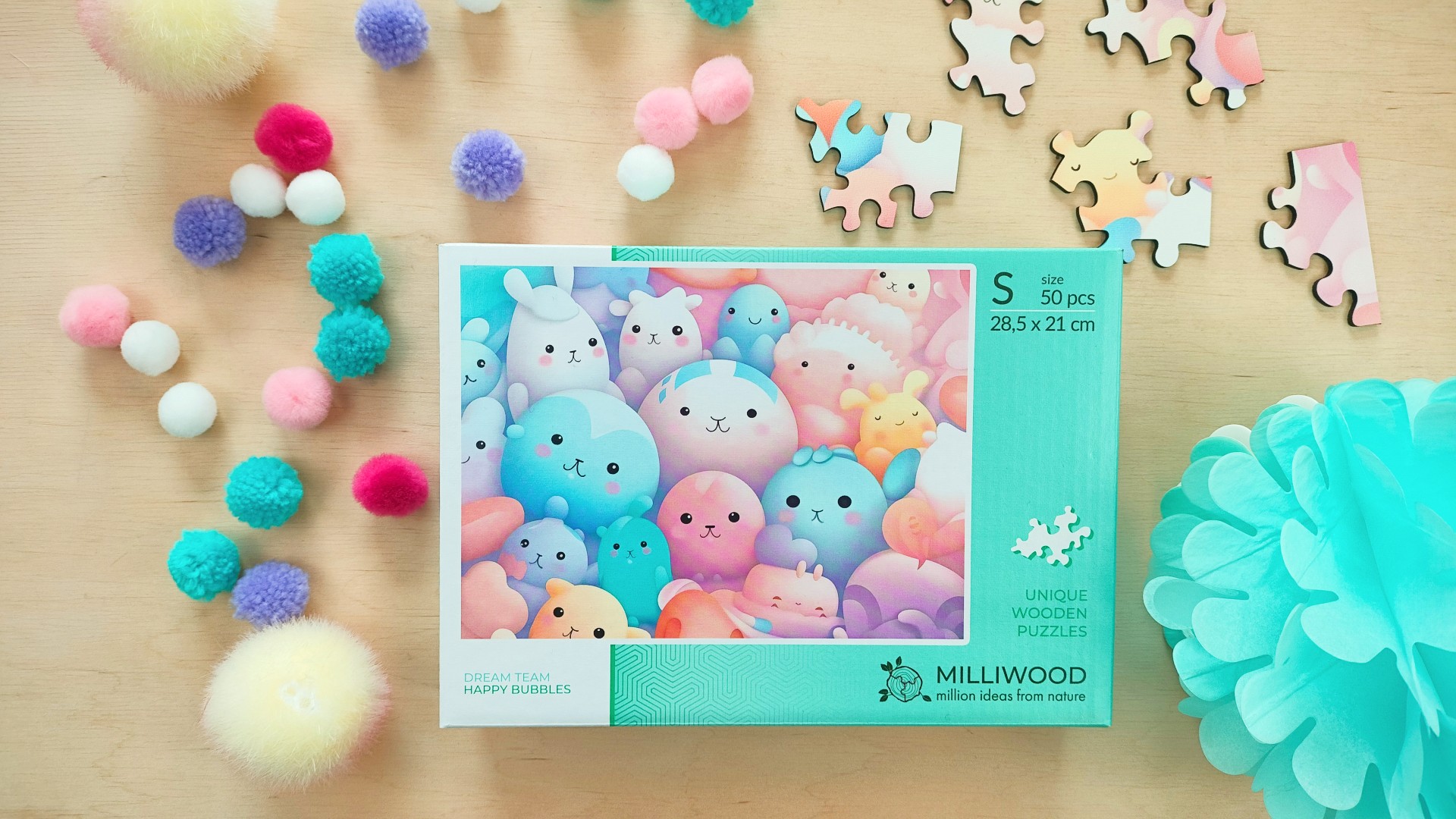 milliwood-dream-team-happy-bubbles-holzpuzzle-50-teile-pastell image 3