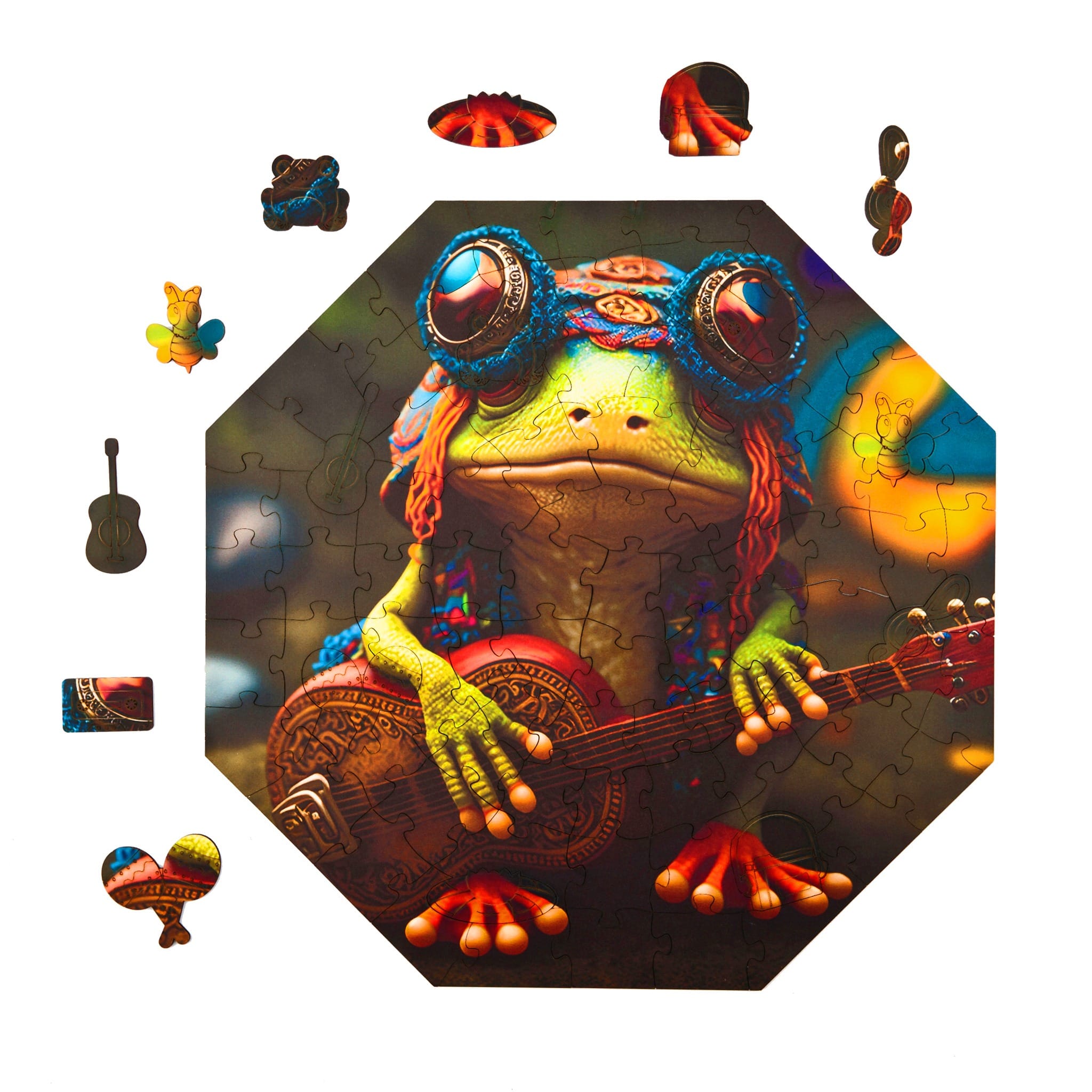 milliwood-funnymals-holzpuzzle-musikalischer-frosch-90-teile image 1