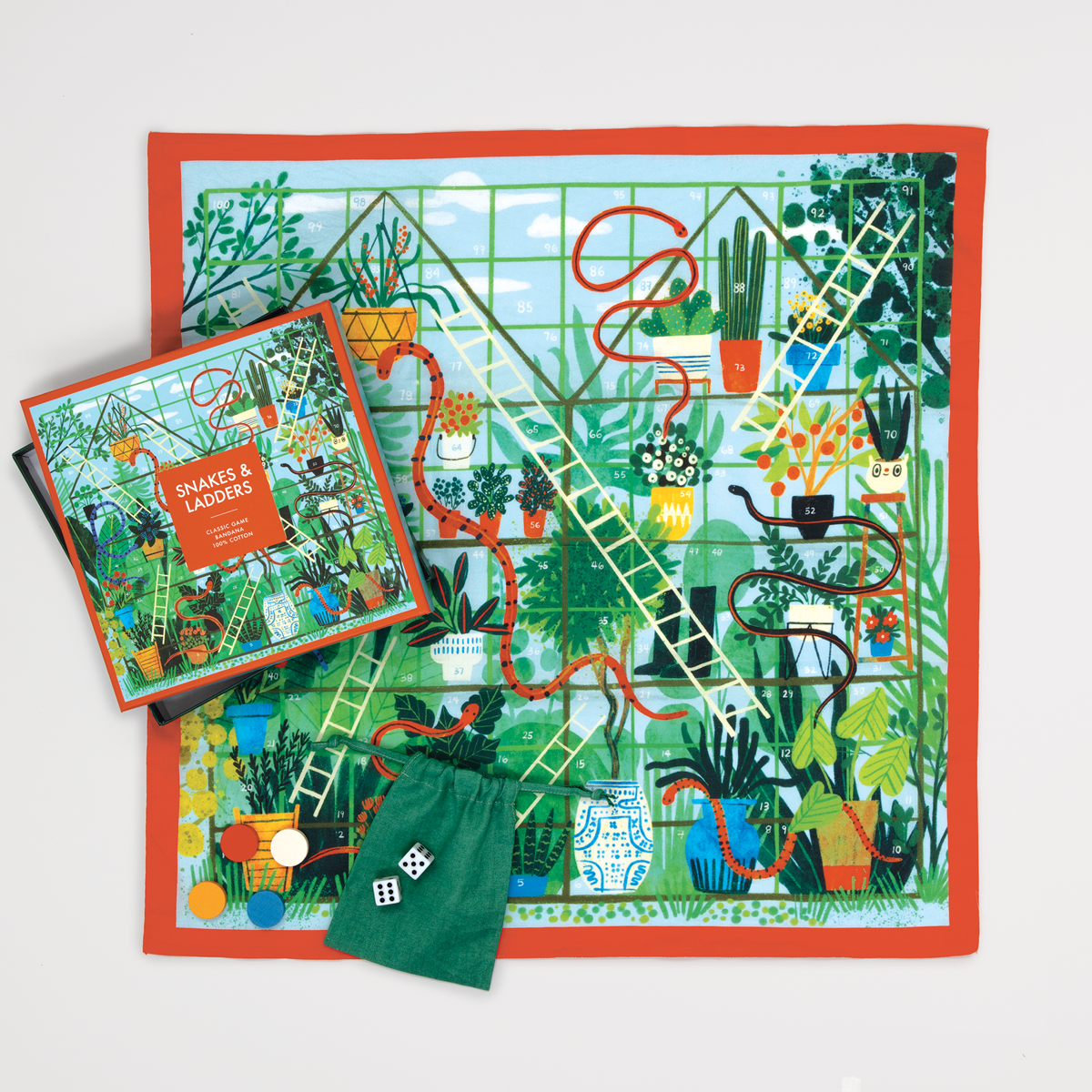 galison-snakes-ladders-bandana-spiel-baumwolle-holzfiguren image 6