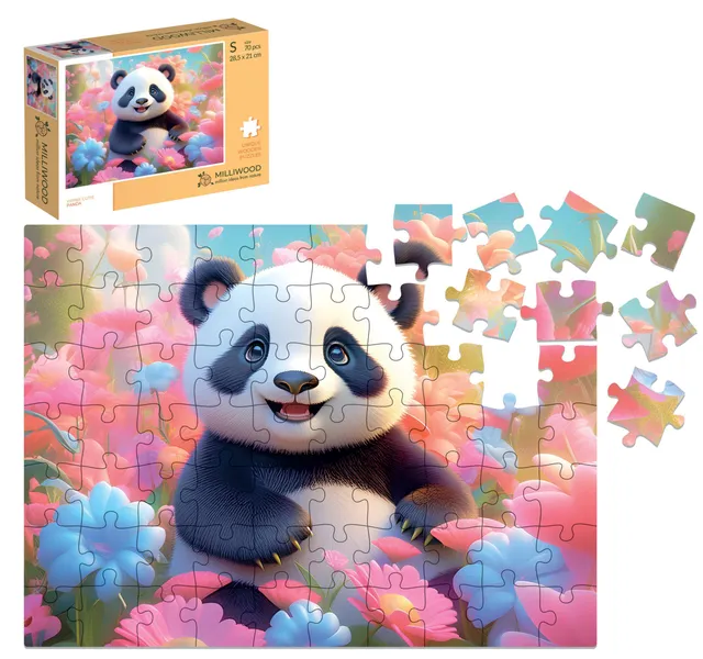 milliwood-yippie-cutie-panda-holzpuzzle-70-teile-kinder image 1