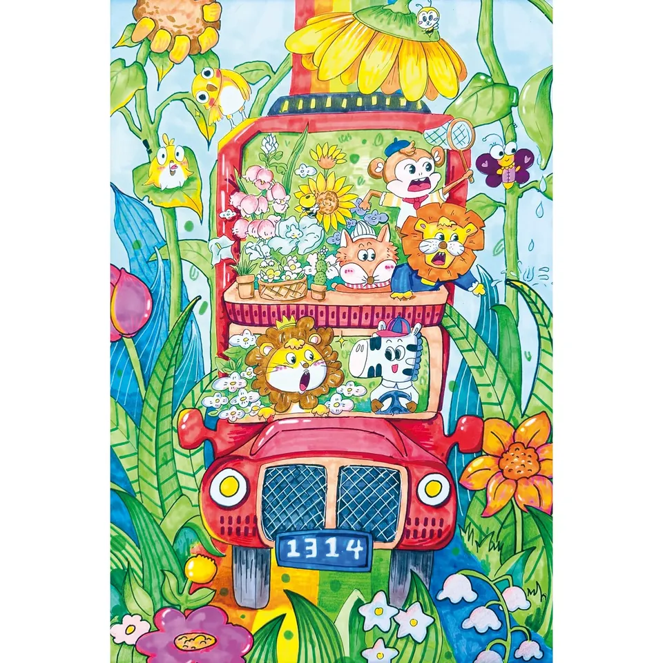 huadada-100-teile-kinderpuzzle-fr-hlingsbus-38x25-cm image 1