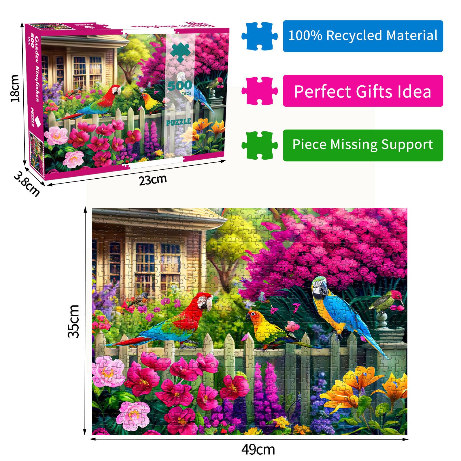 huadada-eisvogel-puzzle-500-teile-49x35cm-mit-poster image 2