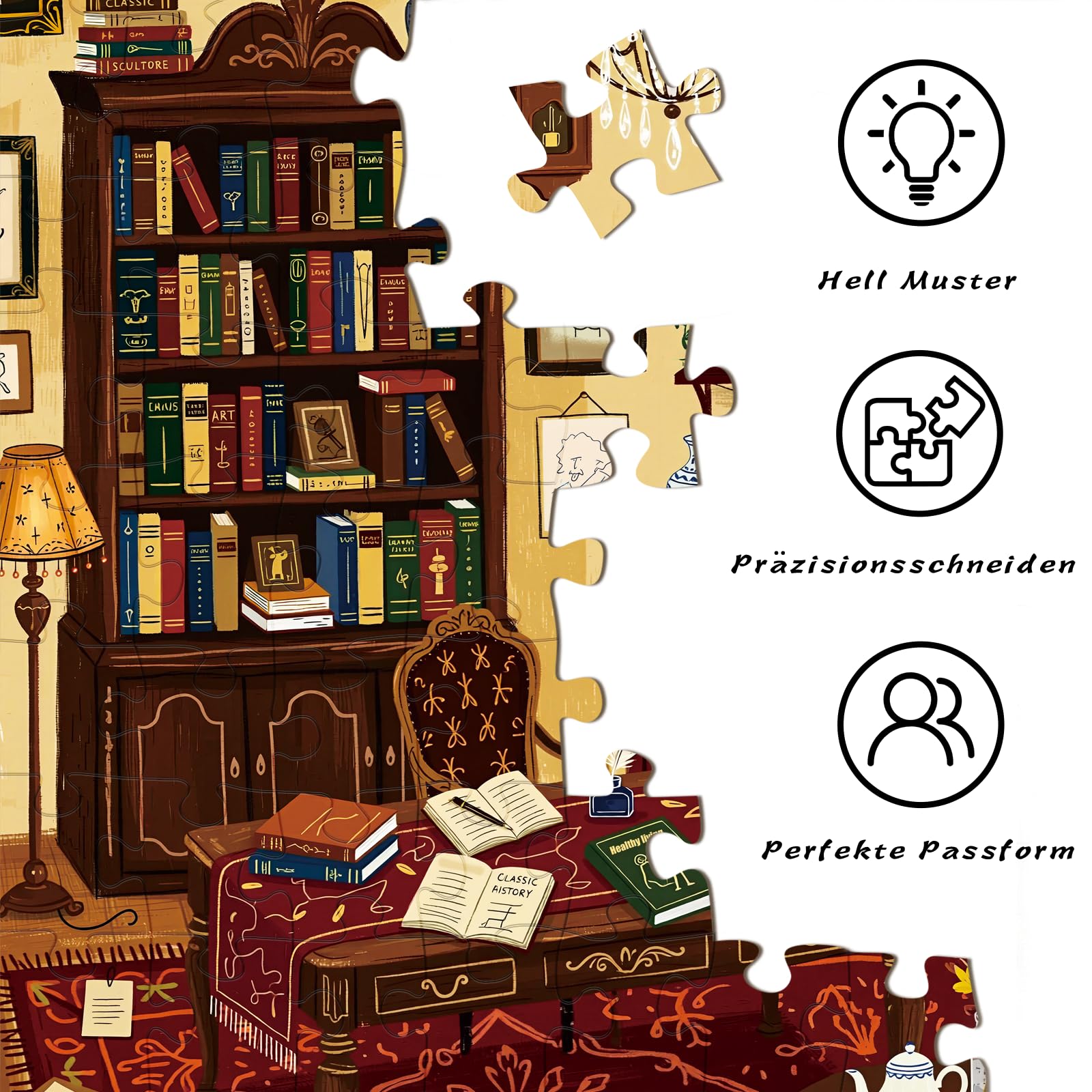 huadada-1000-teile-puzzle-buchzimmer-bibliothek-70x50-cm image 6