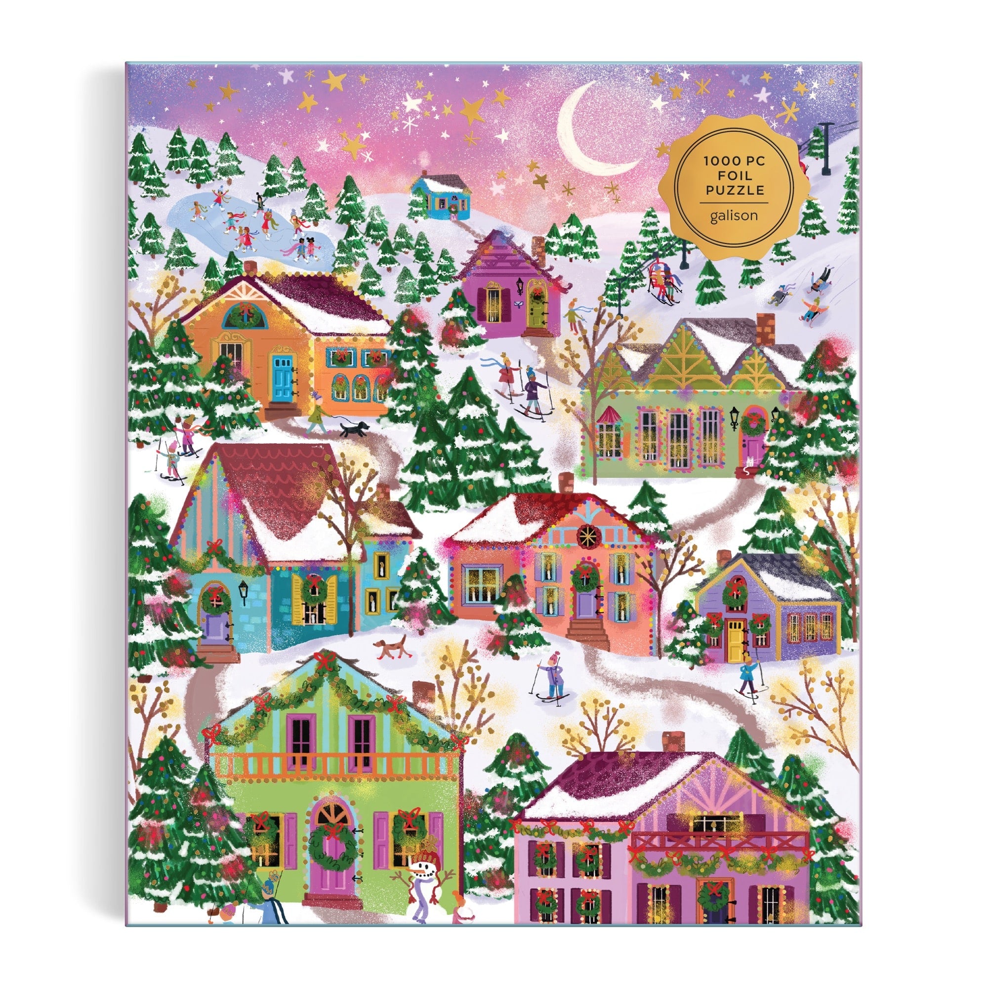 galison-snowcap-village-puzzle-1000-teile-winter-foil image 2