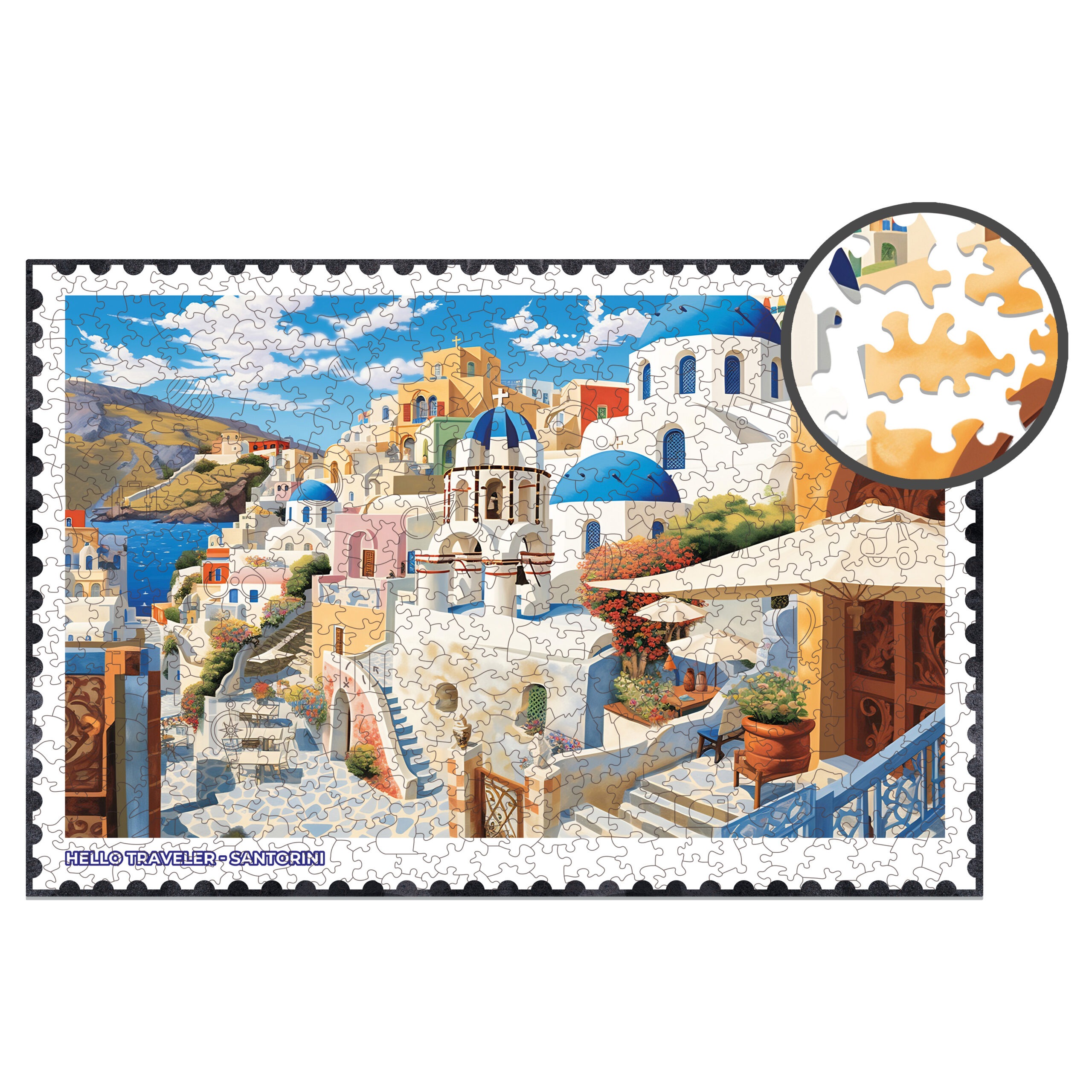 milliwood-hello-traveler-santorini-holzpuzzle-500-teile-griechenland image 1