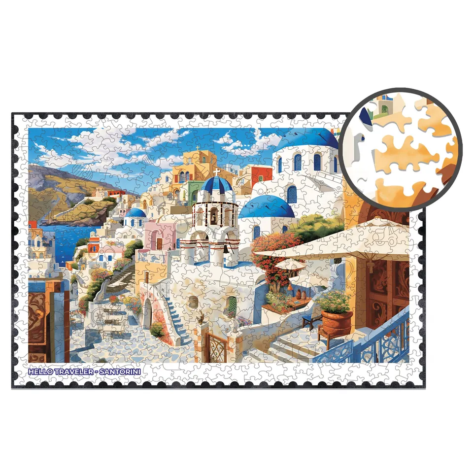milliwood-hello-traveler-santorini-holzpuzzle-500-teile-urlaub image 1
