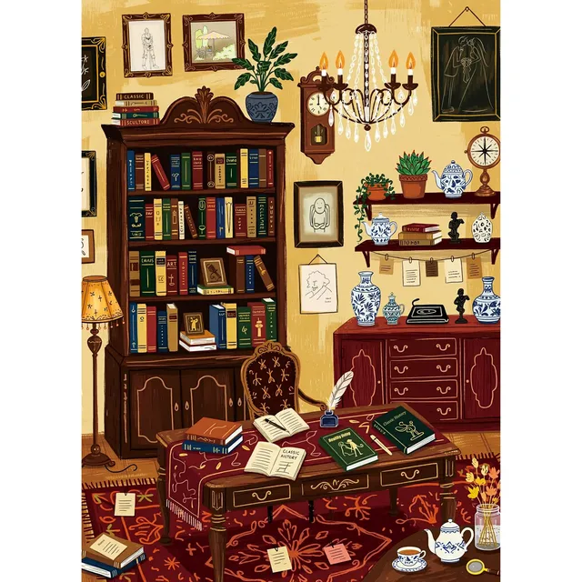 huadada-1000-teile-puzzle-buchzimmer-bibliothek-70x50-cm image 1