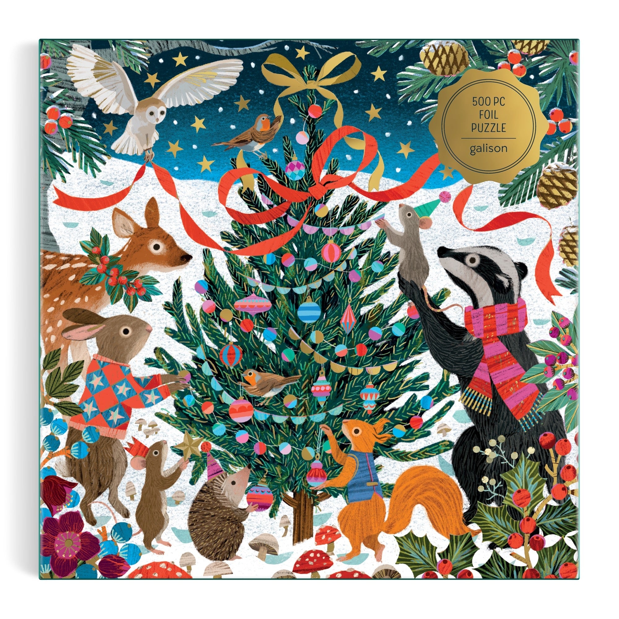 galison-woodland-merrymakers-folienpuzzle-500-teile image 2
