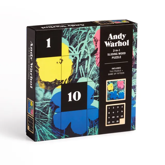 galison-andy-warhol-flowers-2-in-1-holzpuzzle-schiebepuzzle-16-teile image 1