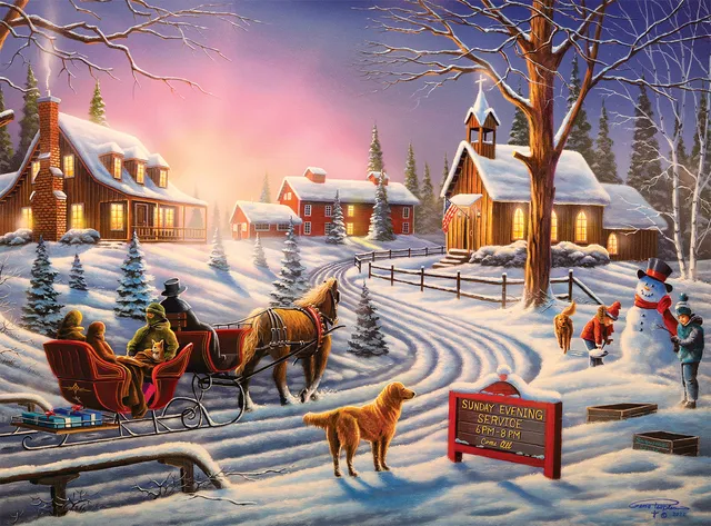 buffalo-games-sunday-evening-1000-teile-puzzle-winterdorf image 1