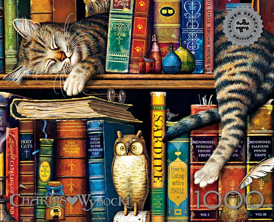 buffalo-games-wysocki-frederick-1000-teile-puzzle-katze-b-cher image 1