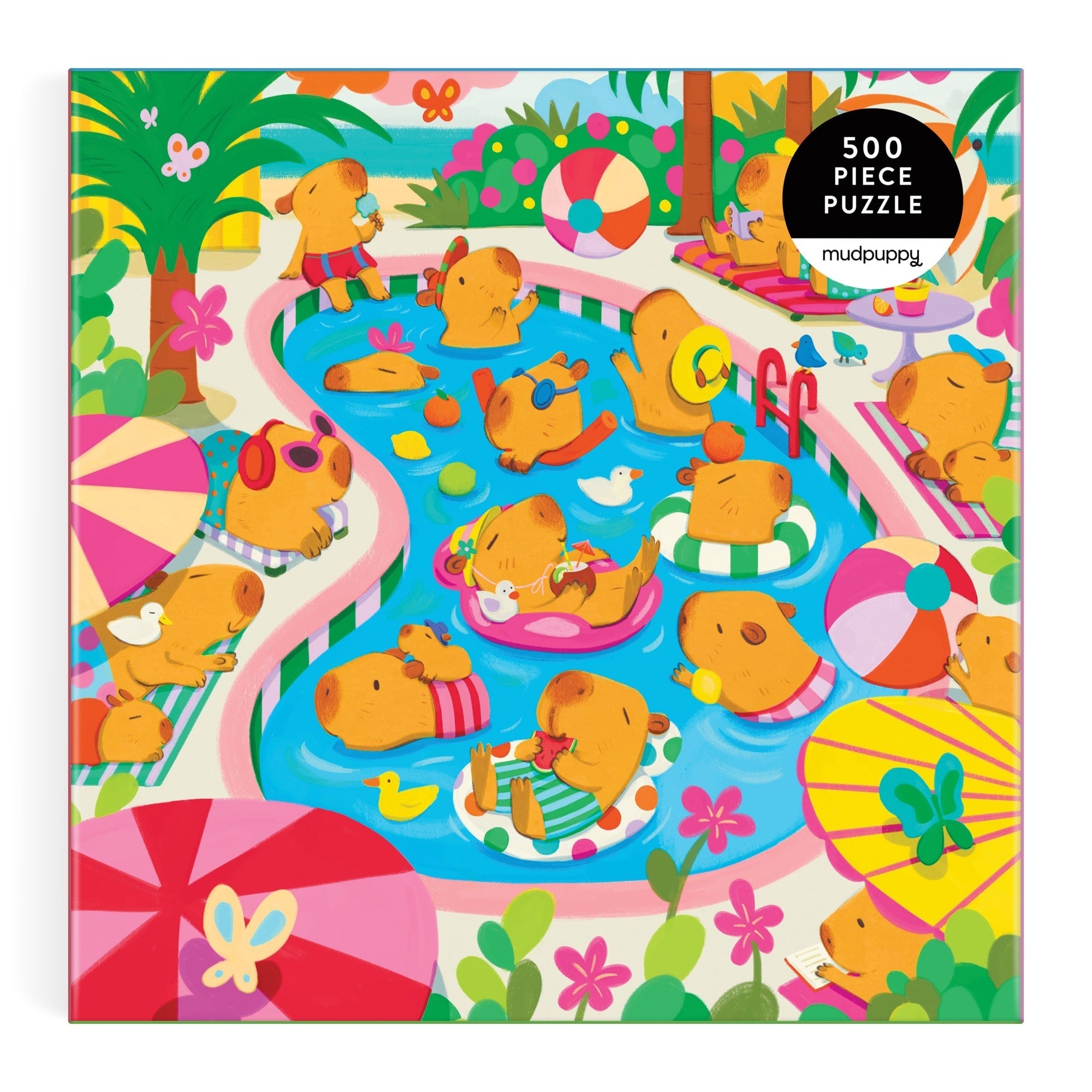 galison-capybara-pool-day-puzzle-500-teile-familienpuzzle image 2