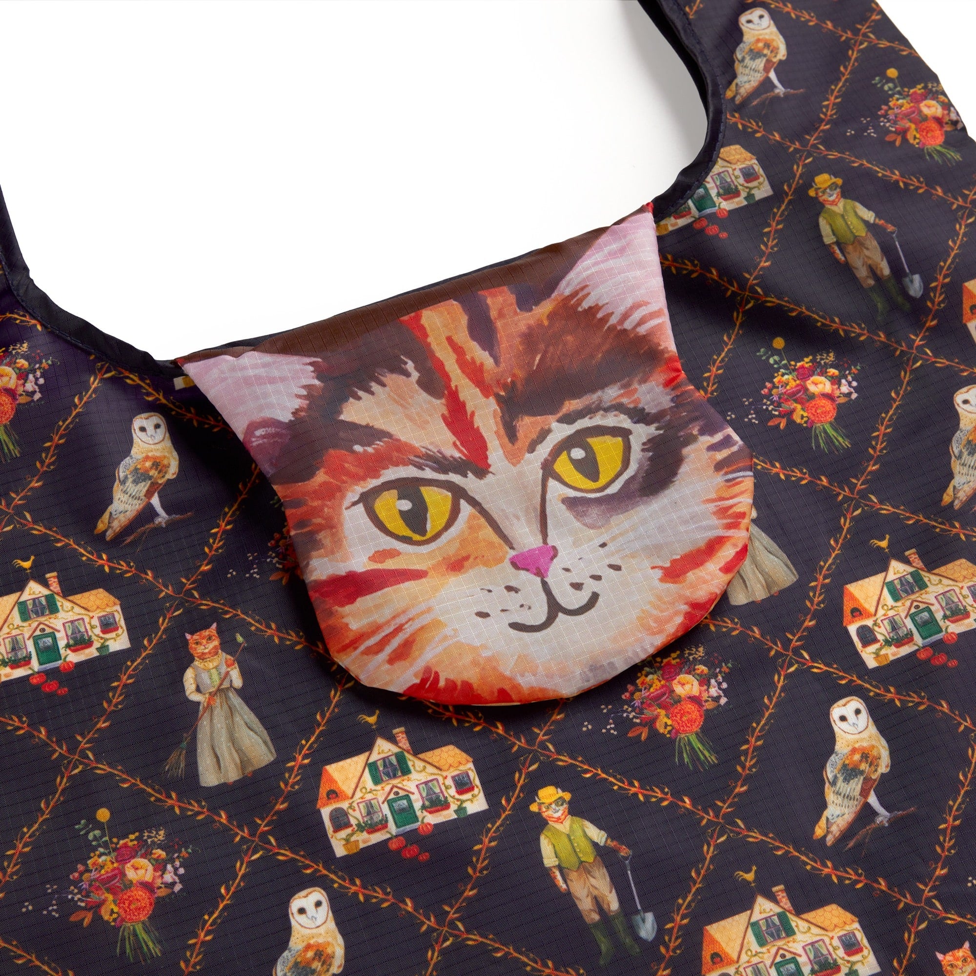 galison-cottage-cats-packable-nylon-tote-tasche-katzen-lila image 5