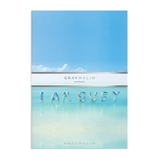 galison-gray-malin-i-am-busy-a5-notizbuch-liniert-silber image 1