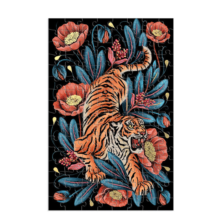 galison-courageous-128-teile-mini-puzzle-tiger-blumen image 3