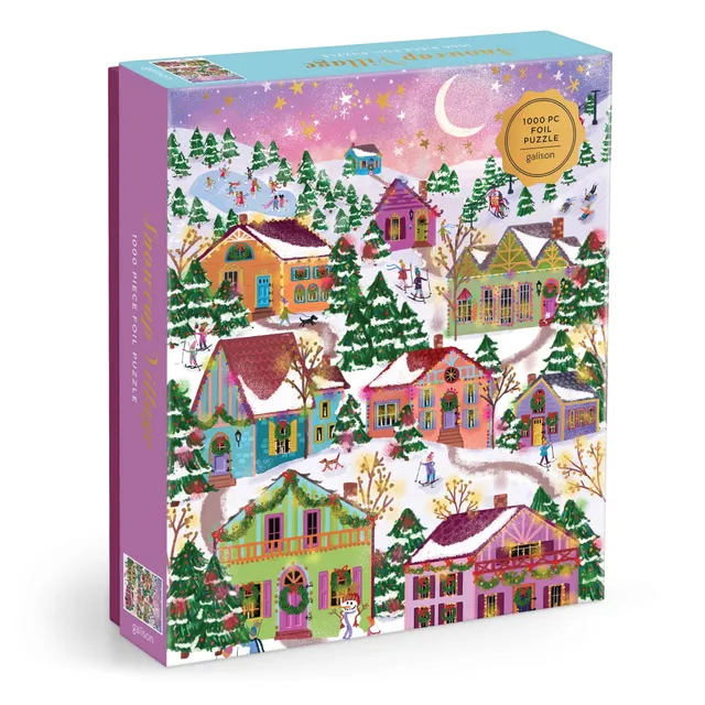 galison-snowcap-village-puzzle-1000-teile-winter-foil image 1