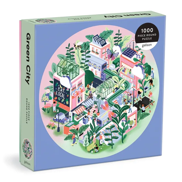 galison-green-city-1000-teile-puzzle-rund-63-5-cm image 1