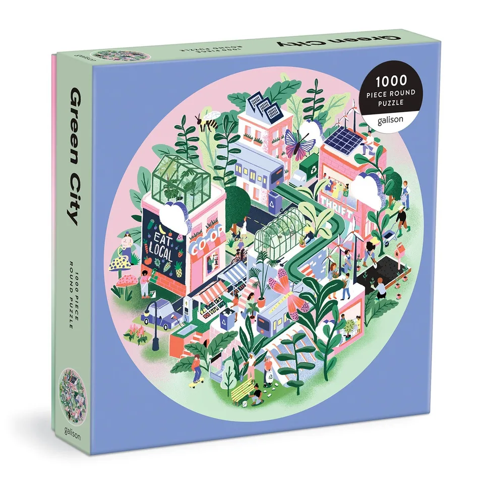 galison-green-city-1000-teile-puzzle-rund-63-5-cm image 1