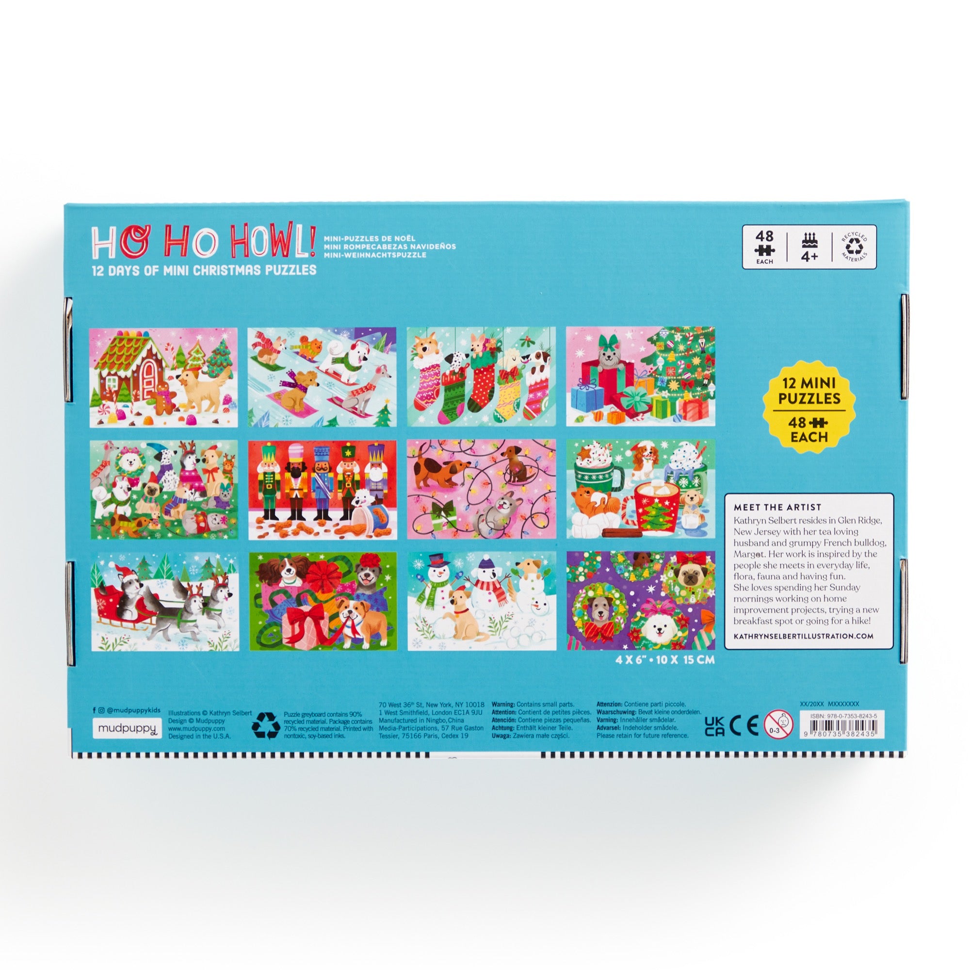 galison-ho-ho-howl-countdown-puzzle-set-hunde-12x48 image 3