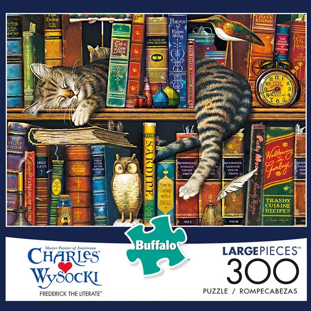 buffalo-games-frederick-literate-300-teile-puzzle-katze-xxl image 1