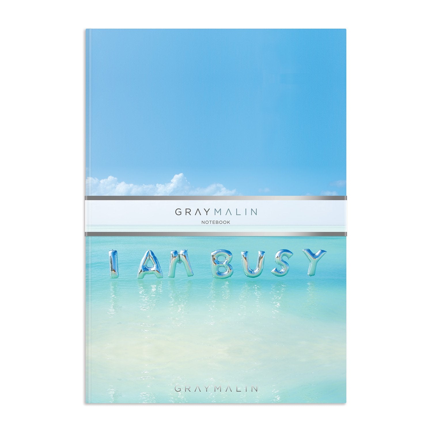 galison-gray-malin-i-am-busy-a5-notizbuch-liniert-silber image 1