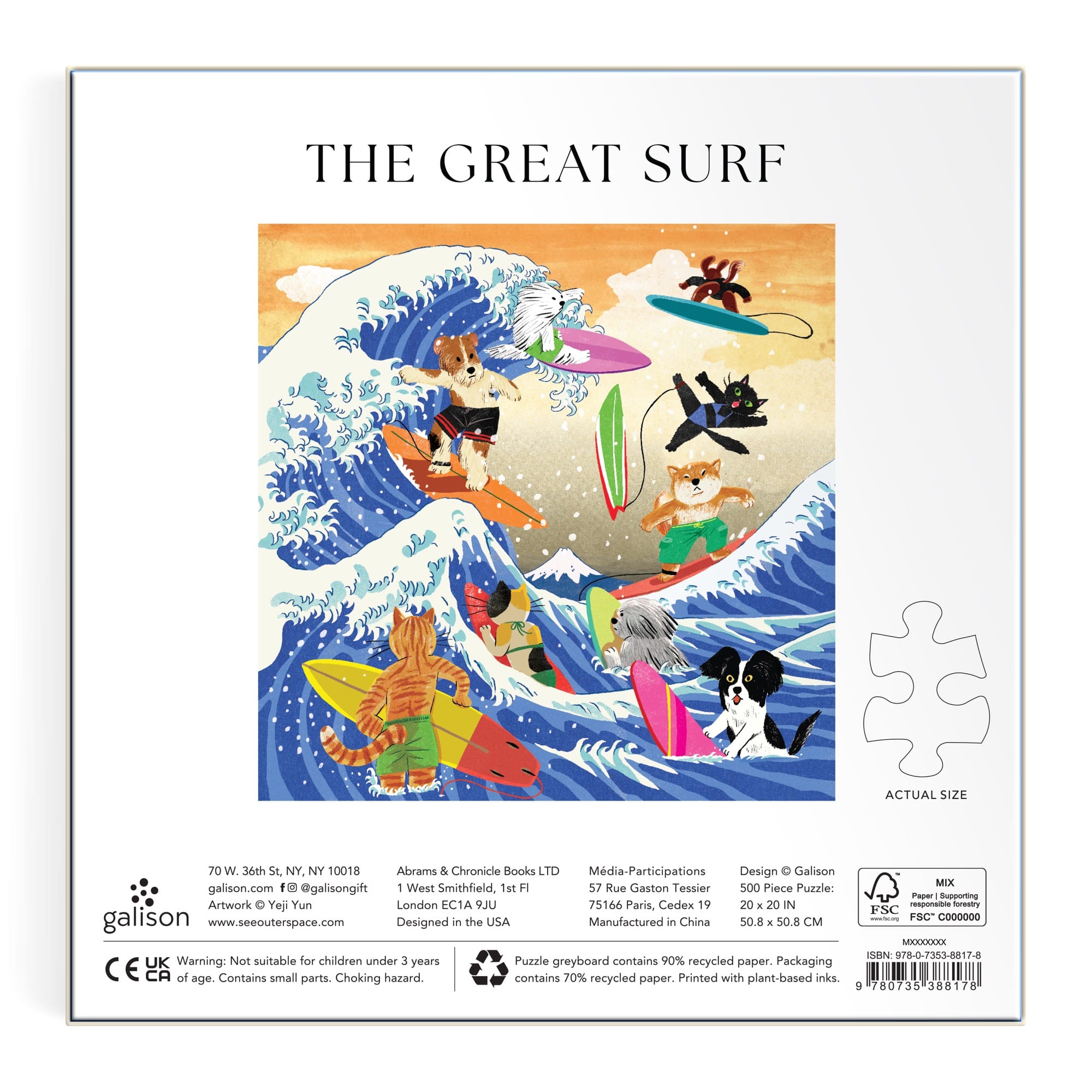 galison-the-great-surf-puzzle-500-teile-katzen-surfen-50cm image 6