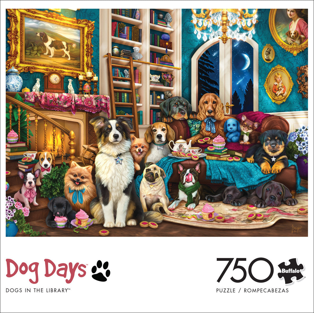 buffalo-games-dog-days-dogs-in-library-puzzle-750-teile-hunde image 2