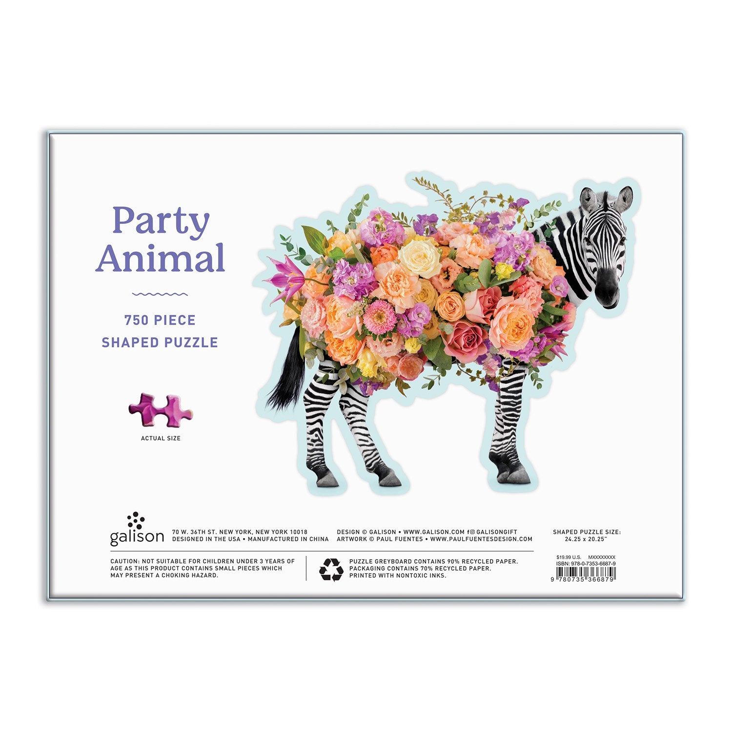 galison-party-animal-750-teile-puzzle-sonderform-zebra image 4