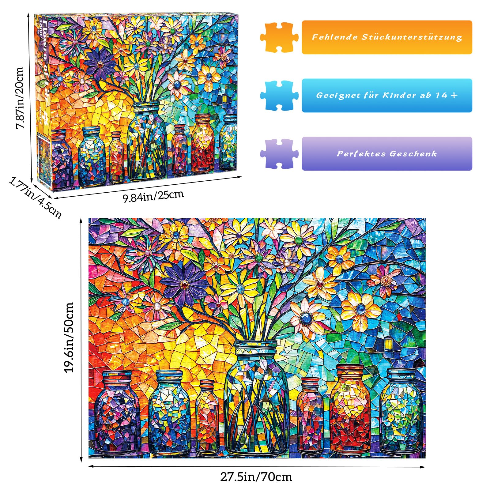 huadada-glasblume-1000-teile-puzzle-70x50-cm image 3