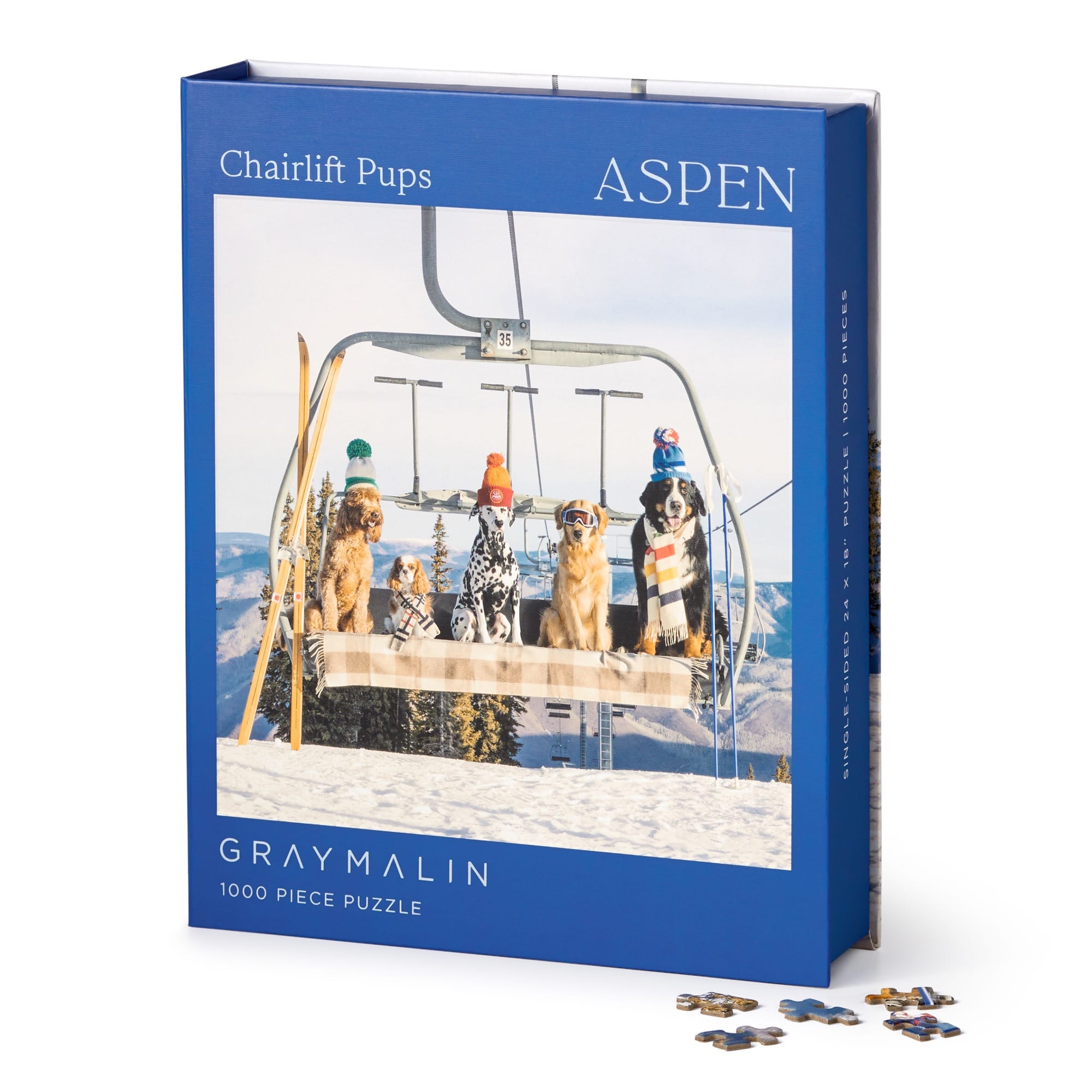 galison-gray-malin-aspen-puzzle-1000-teile-hunde-skilift image 1