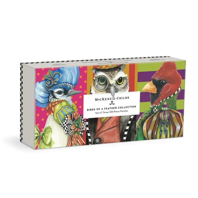 galison-mackenzie-childs-birds-puzzle-set-3x120-teile image 1